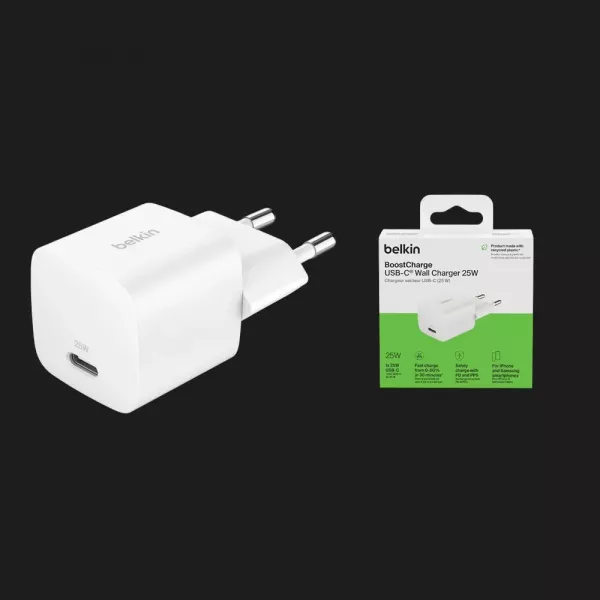 Блок живлення Belkin Home Charger 25W USB-C PD (White) (WCA012KQWH)