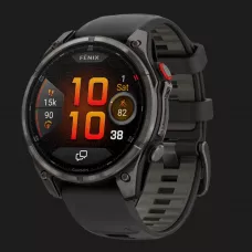 Garmin Fenix 8 Pro 47mm AMOLED Sapphire Carbon Gray DLC Titanium with Black/Pebble Gray Silicone Band
