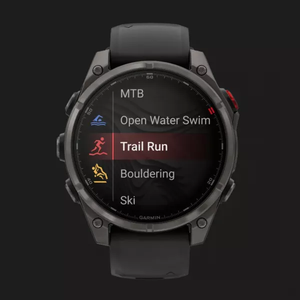 Garmin Fenix 8 Pro 47mm AMOLED Sapphire Carbon Gray DLC Titanium with Black/Pebble Gray Silicone Band
