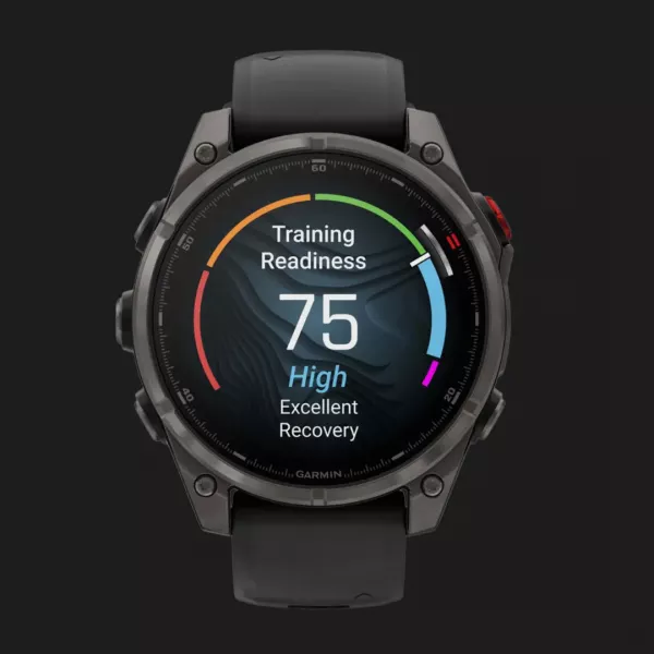 Garmin Fenix 8 Pro 47mm AMOLED Sapphire Carbon Gray DLC Titanium with Black/Pebble Gray Silicone Band