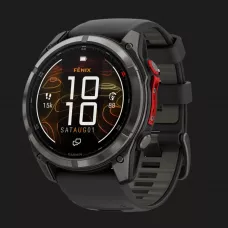Garmin Fenix 8 Pro 51mm MicroLED Sapphire Carbon Gray DLC Titanium with Black/Pebble Gray Silicone Band