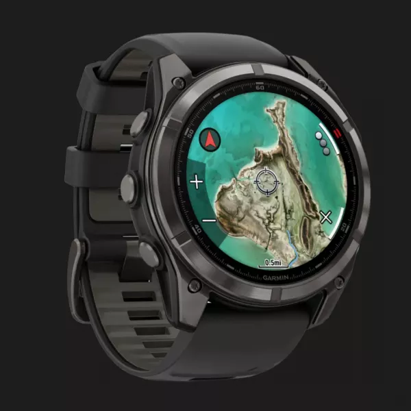 Garmin Fenix 8 Pro 51mm MicroLED Sapphire Carbon Gray DLC Titanium with Black/Pebble Gray Silicone Band