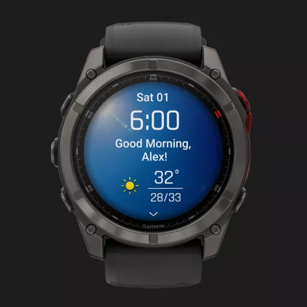 Garmin Fenix 8 Pro 51mm MicroLED Sapphire Carbon Gray DLC Titanium with Black/Pebble Gray Silicone Band