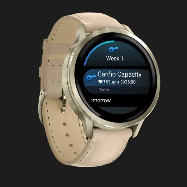 Garmin Venu 4 41mm Lunar Gold with Bone Silicone Band and Light Sand Leather Band