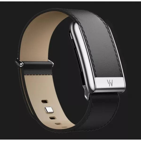 Ремінець Whoop LeatherLuxe Band Straight для Whoop 5.0 (Black/Cream with Titanium) (Size S)