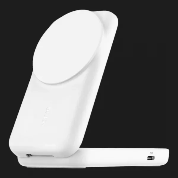 Безпровідна зарядка Belkin 2в1 UltraCharge Foldable Magnetic Charging 25Вт (White)