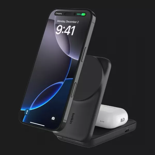 Безпровідна зарядка Belkin 2в1 UltraCharge Foldable Magnetic Charging 25Вт (Black)