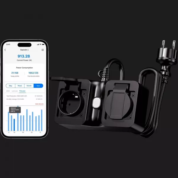 Смарт розетка вулична Meross MOP320HK-EU (сумісна з Matter) (Black)