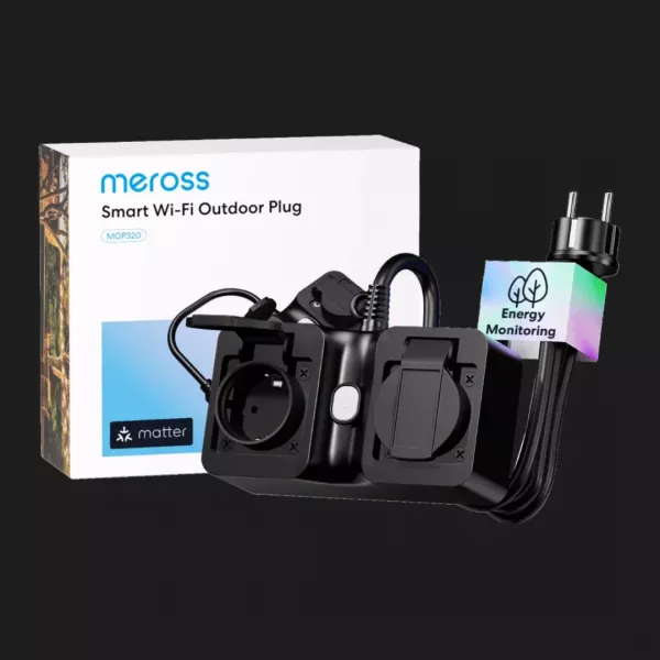 Смарт розетка вулична Meross MOP320HK-EU (сумісна з Matter) (Black)