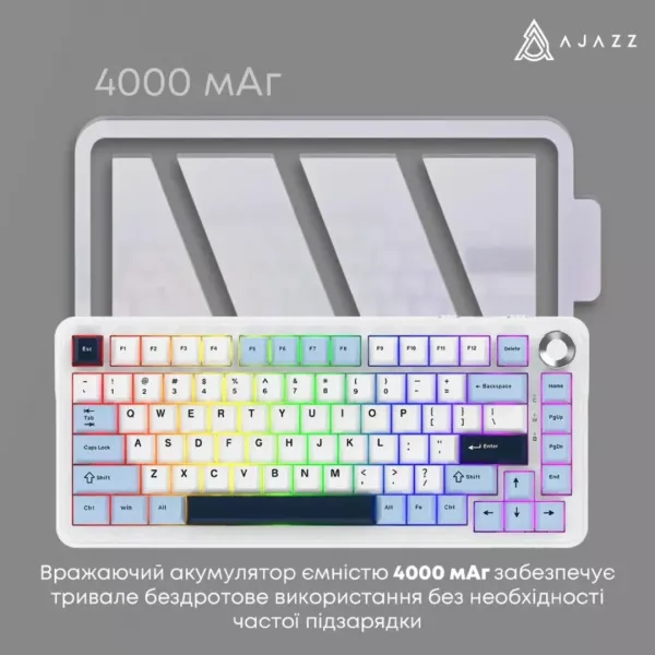 Клавіатура ігрова Ajazz (White) (AK820MAX-DD-BWD) (UA)