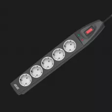 Мережевий фільтр 2E 5xТипF, 16A 10m (Black)